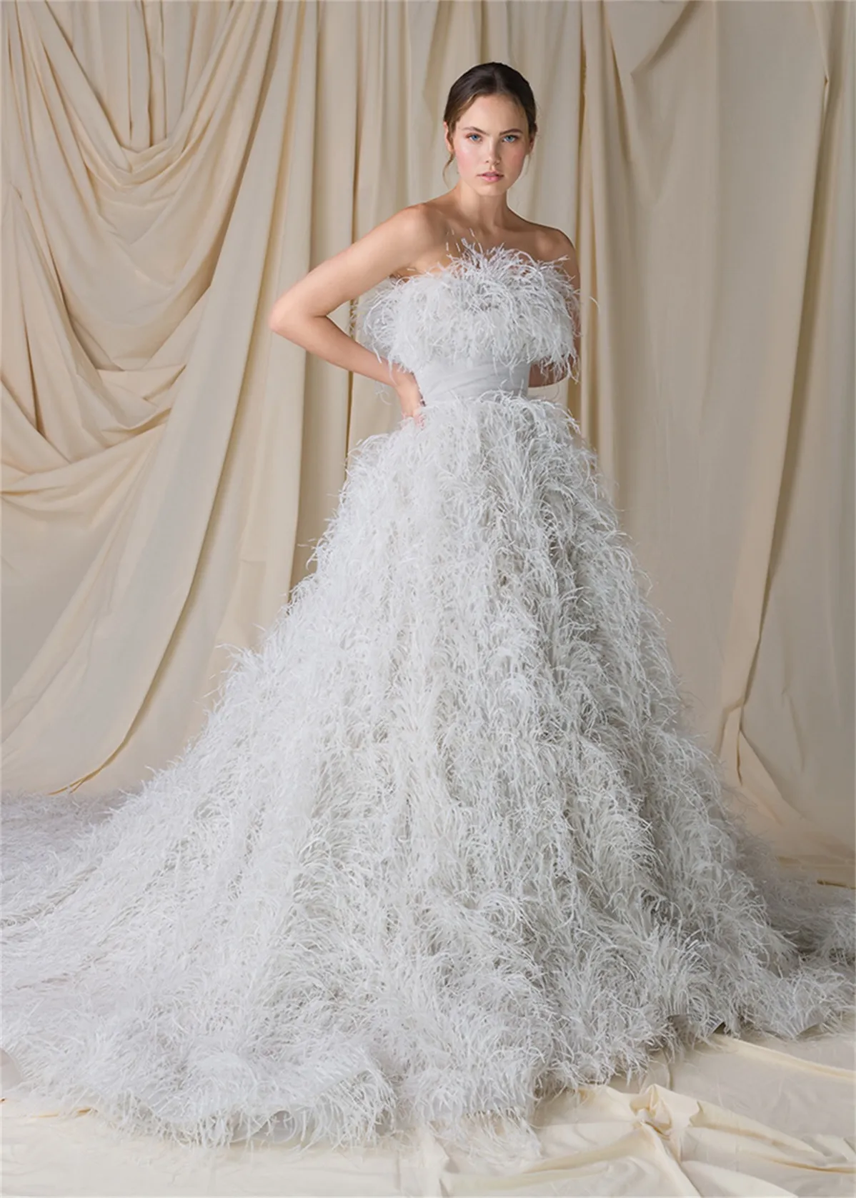 Custom Made Plus Size Feather A Line Feather Prom Dress With Unique Design  And Draped Chapel Gown From Huifangzou, $310.29