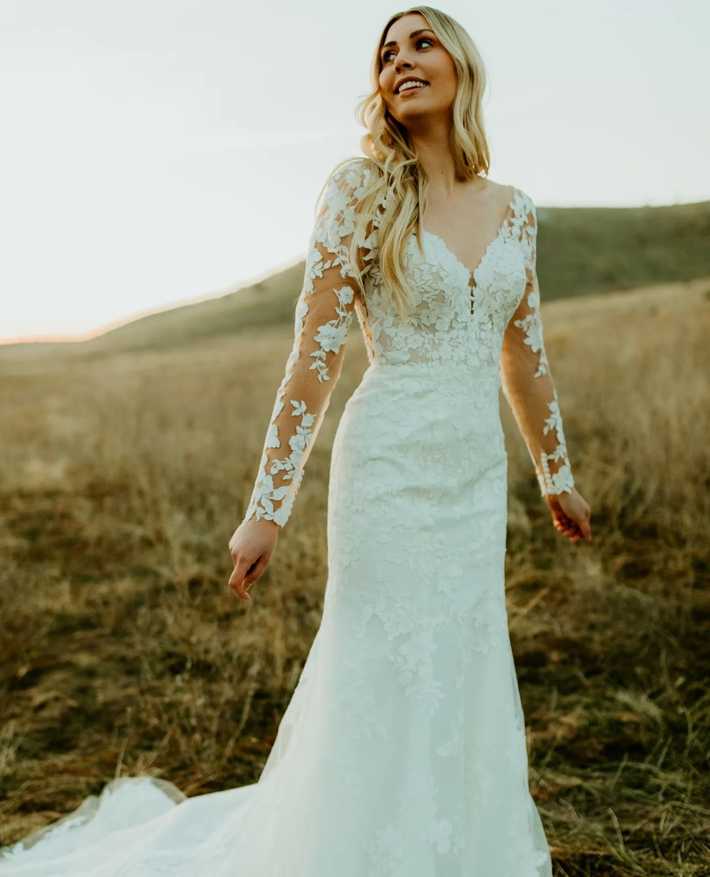 chinese dress ladies Boho Lace Wedding Dress With Spaghetti Straps and Removable Bell Sleev –  Bergamot Bridal main image 0