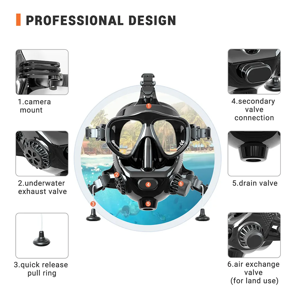 Diving Masks Smaco Scuba Diving Mask Full Face Snorkel Masks Underwater Breathing Snorkeling Set Swimming Mask Scuba Diving EquipmentTank 221103