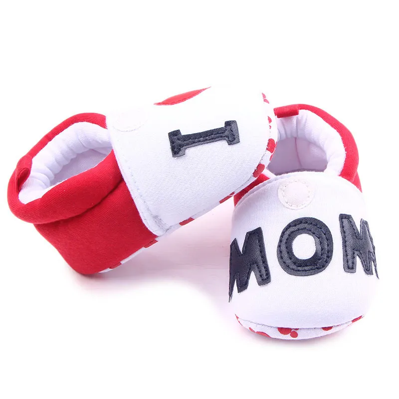 Baby Spliffs Newborn Slippers: Cute I Love MOM/DAD Baby Shoes, Round Toe Flats, Soft ...