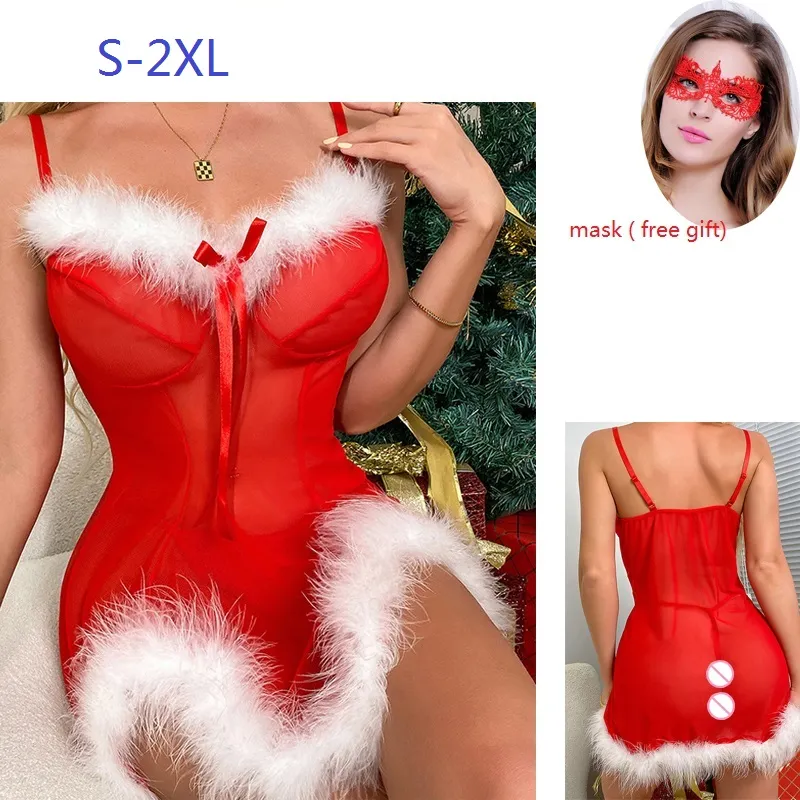 2023 NEW Plush Santa Christmas Lingerie Set With Free Mask For