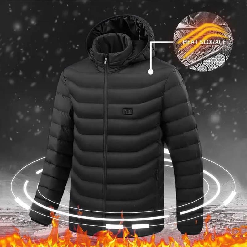 Nouveau hiver chaud veste chauffante hommes manteau extérieur à capuche manches  longues USB électrique