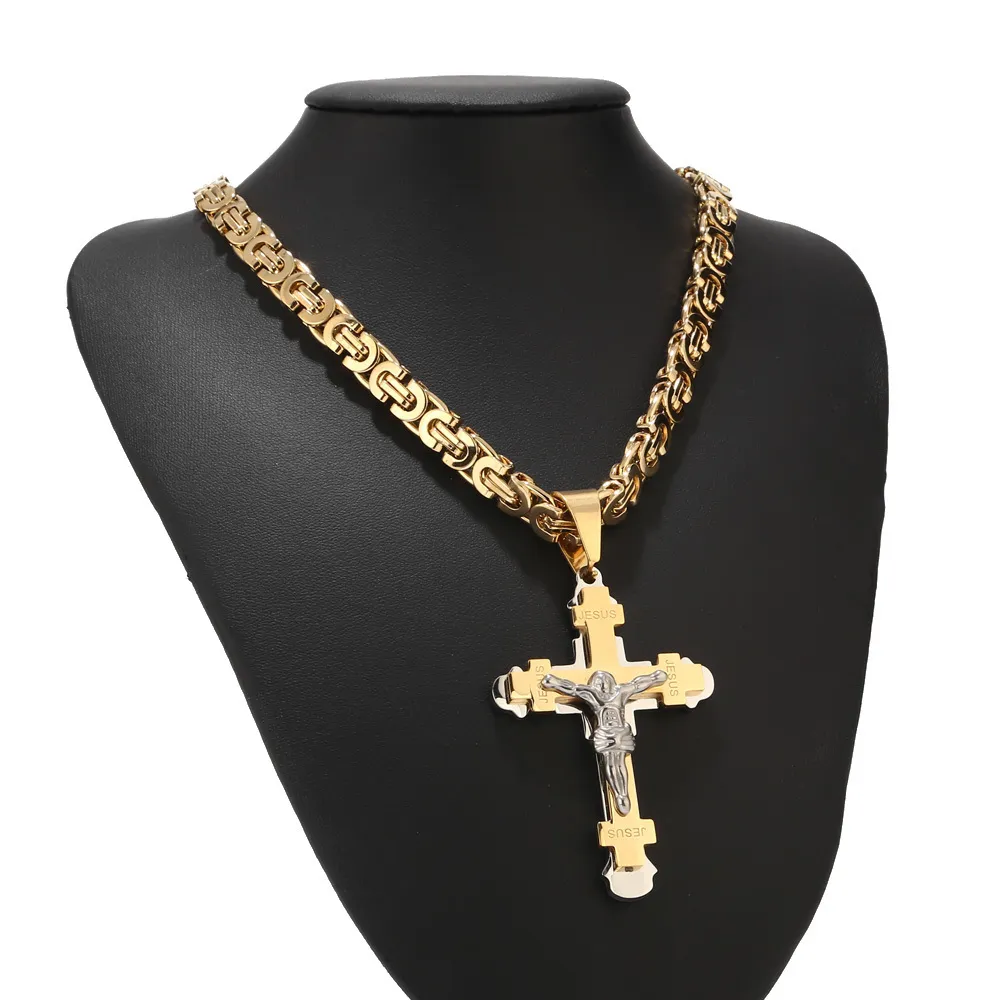Verzilverde kruisbeeld hanger ketting | Katholieke sieraden | Christelijke sieraden | Heren- of unisex-ketting | Kruis sieraden - België