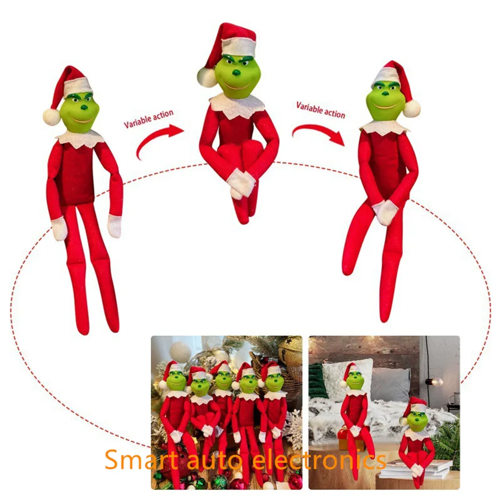 Peluche poupée grinch sur étagère jouet ornements elfe pendentif arbre de  Noël d