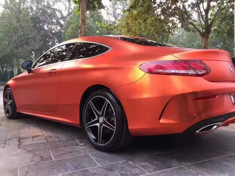Car Wrap Matte Satin Orange Vinyl Film Adhesive Decal Sticker With Air ...