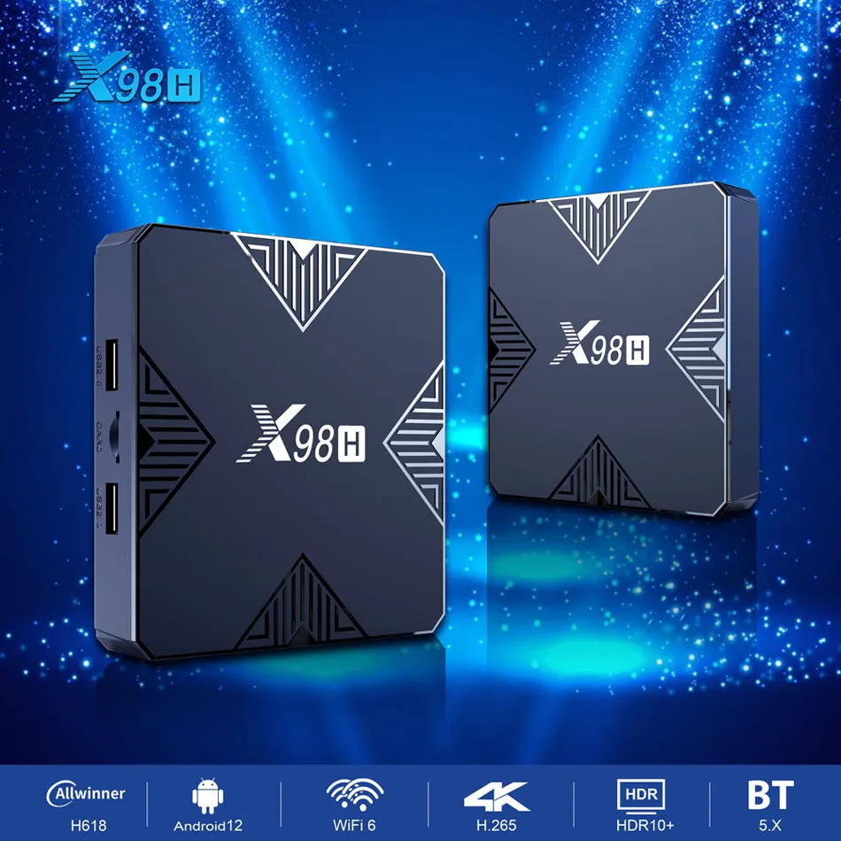 Boîtier Smart TV X98H PRO, Android 12, Allwinner H618, 4 Go, 32 Go