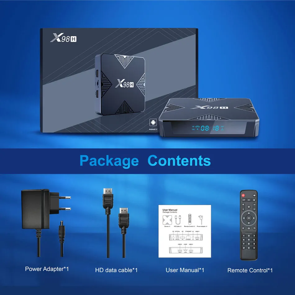 Boîtier Smart TV X98H Pro, Android 2022, Allwinner H618 Quad Core