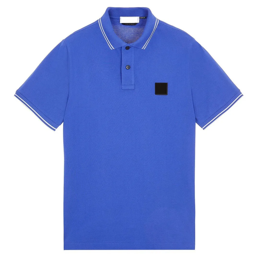 STONE Mens Cotton Polo Shirt Short Sleeve Casual Tee With