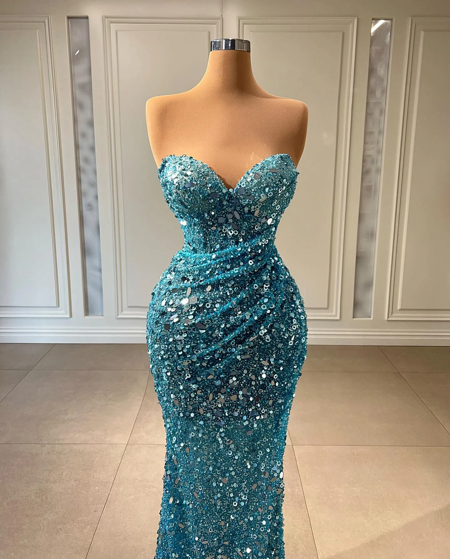 lake blue dress Lake Blue Glitter Layers Evening Dress Spaghetti Straps Rhinestones Sparkly Prom Dress ARD2570