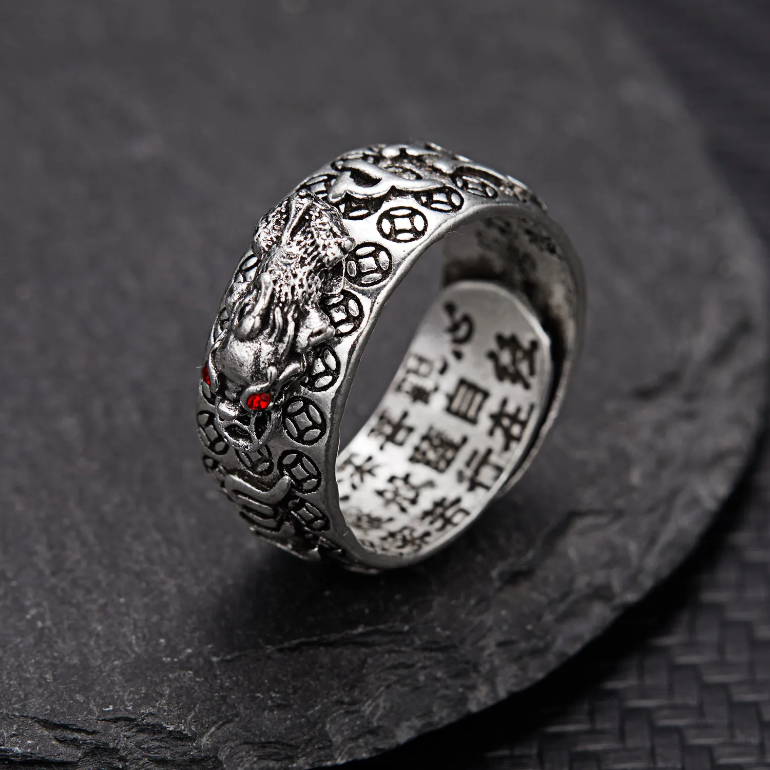 Amazon.com: Retro Gothic Cool Rings for Men, 925 Sterling Silver Male Rings  with Red Garnet Onyx Beads, Engraved Silver Rings Statement Rings for Party  Birthday Fathers Day, Size 7-12 : Handmade Products
