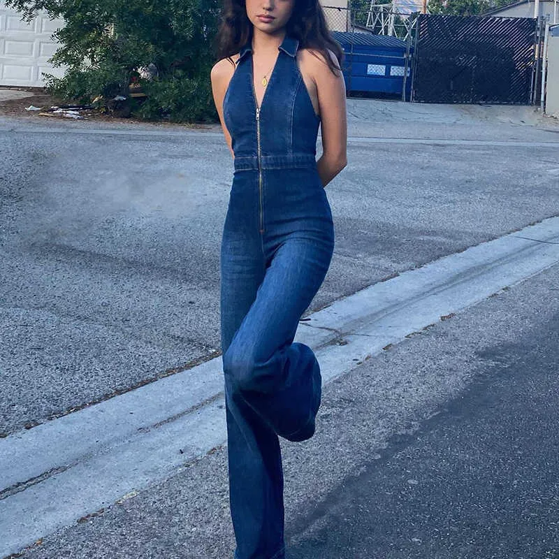 Women's Jumpsuits Rompers Zipper Sleeveless V-neck High Waist Jeans One Piece Jumpsuit Leggings Denim Playsuit Overalls For Women Shorts