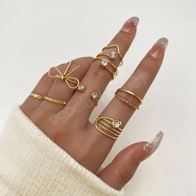 Fashion Gold Color Rings Set For Women Vintage Geometric Finger Out Simple  Rings Female Trendy Jewelry Gift From Hlp001, $16.83