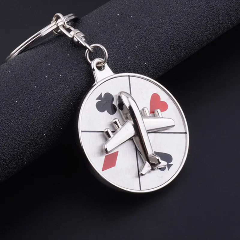 Creative Compass Keychain Rotating Aircraft Pendant Metal Keychain Promotional Gift Keyring Key Chain