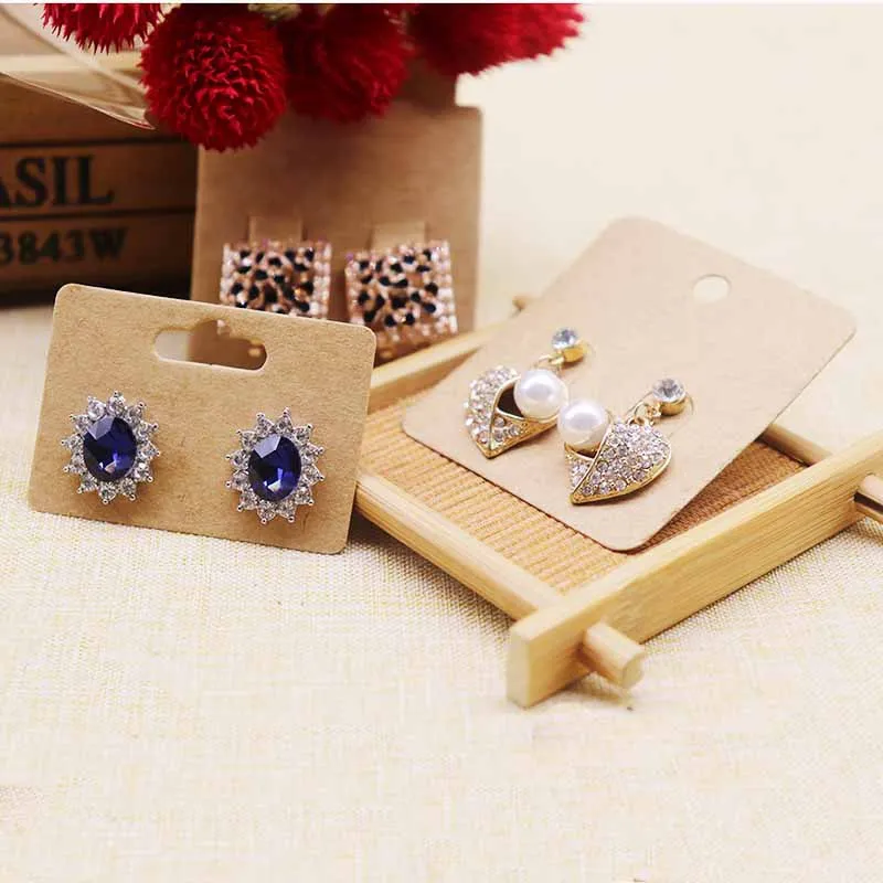 Jewelry Card Set 5x5cm Kraft Paper Tag For Earring And Gift