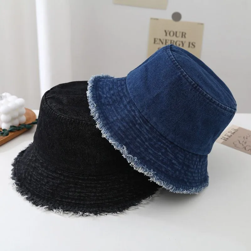 Foldable Fisherman Hat Women Summer Bucket Hat Washed Denim Bucket Hats Bob  Caps Hip Hop Gorros Men Women