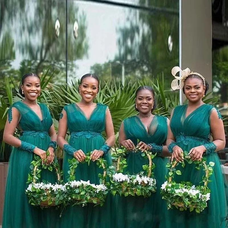 Hunter Green Ankle Length Bridesmaid Dresses V Neck... From Babynice666,  $120.32 | DHgate.Com