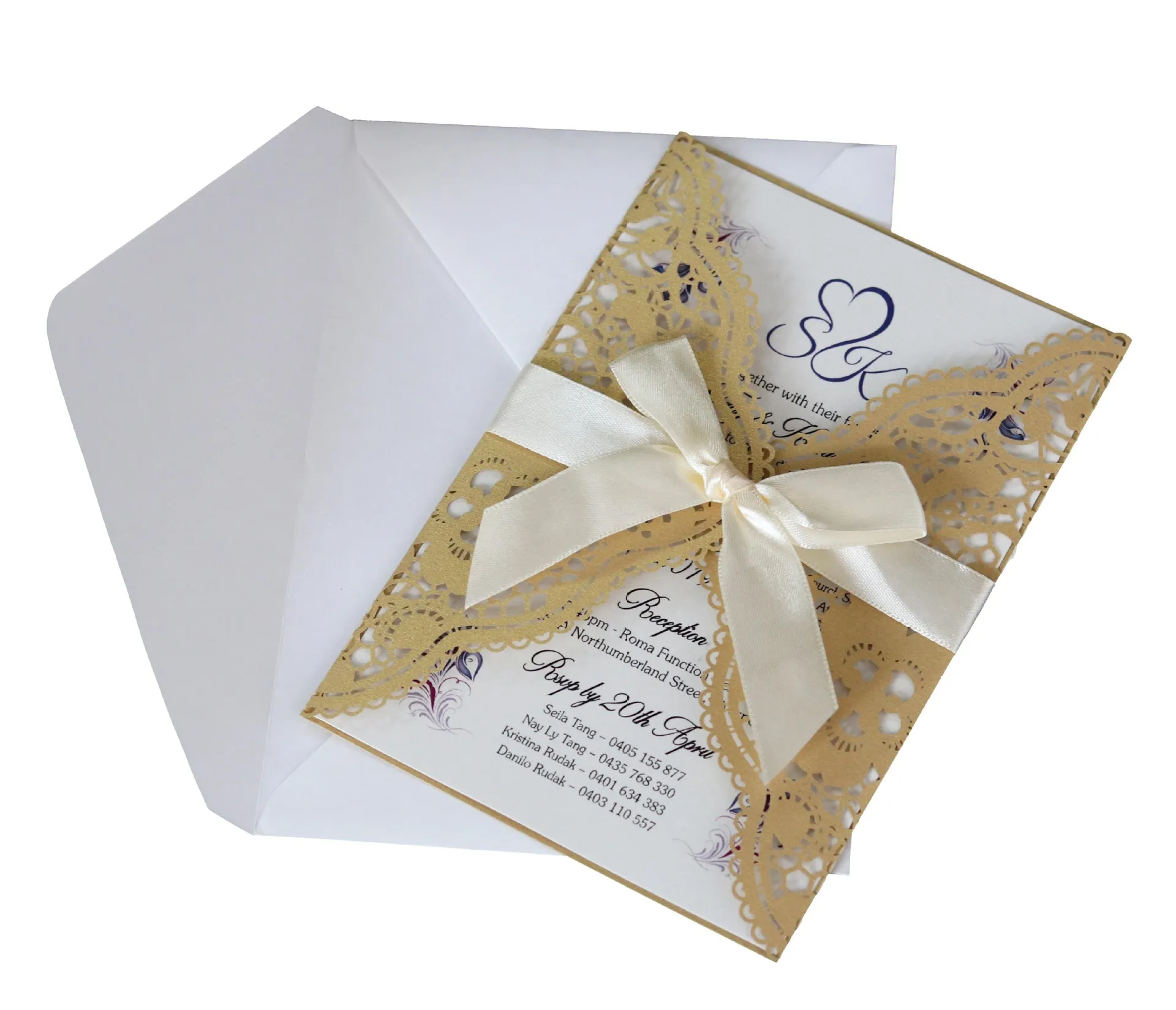 Invitaciones Láser Con Elegante Envoltura E Inserto Brillante Invitación De  Marfil Set Con Arco De Cinta De 1,31 € | DHgate, image size:1920x1649