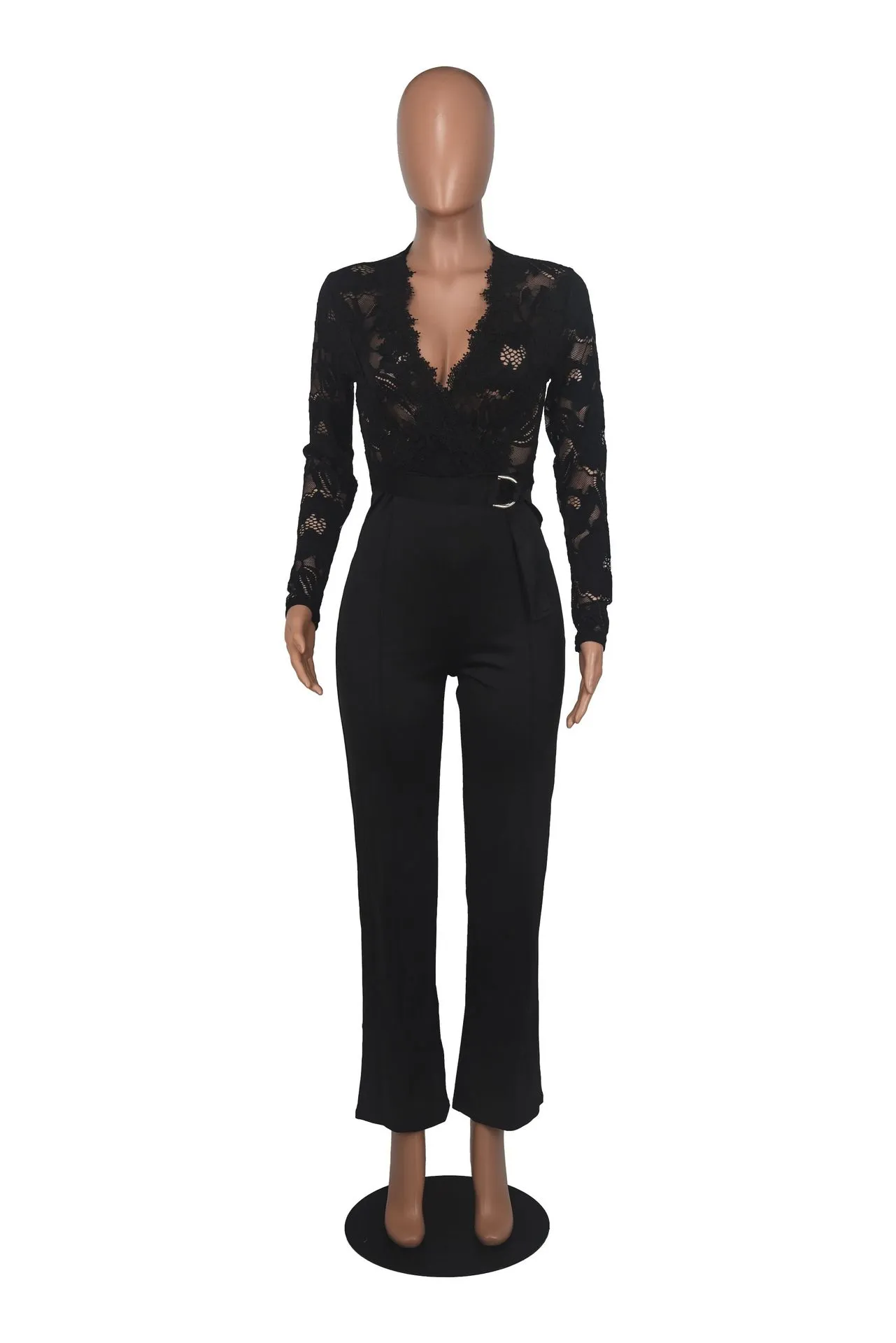 Sexy Long Sleeved V-neck Lace Jumpsuit Sexy Long Sleeved V-neck Lace Jumpsuit