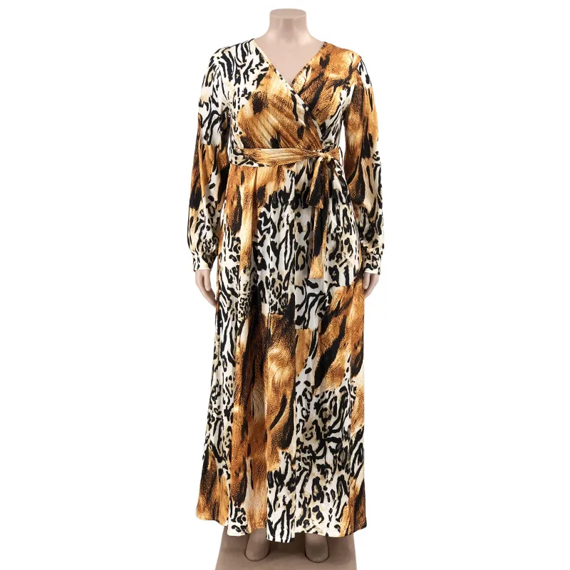 fitted lace wedding dress RYAN LEOPARD PRINT MAXI DRESS – AKIRA main image 1