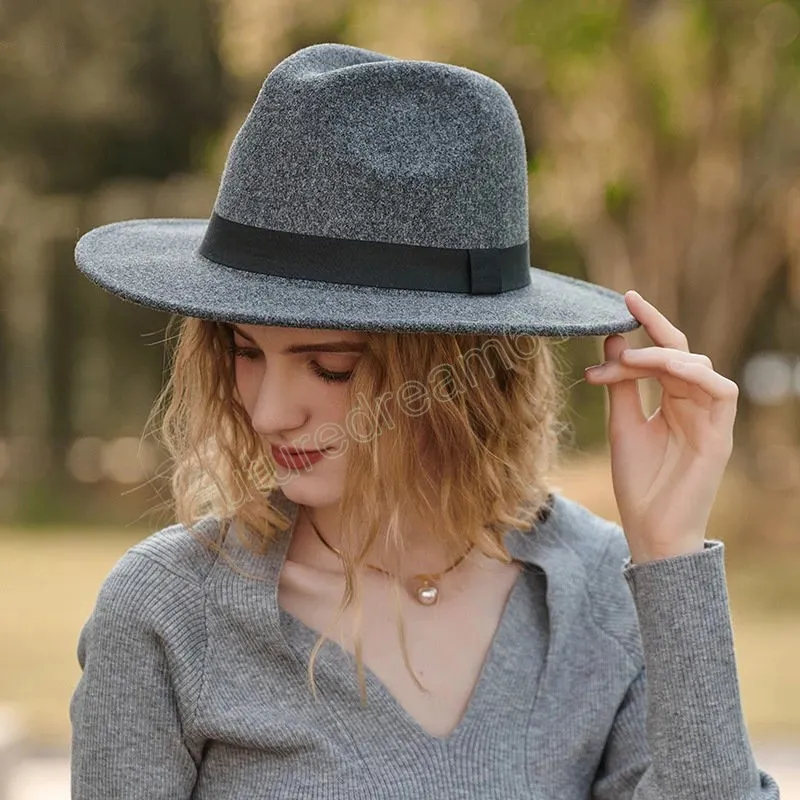 Wool Felt Fedora Hats For Women And Men Classic Jazz Style  display picture 1