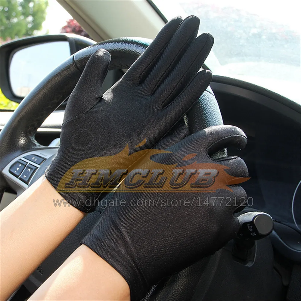 ST355 Super Thin Sun Protection Gloves Men Women Fashion Pure Color  Etiquette Dance Gloves Elastic Cycling Driving Glove