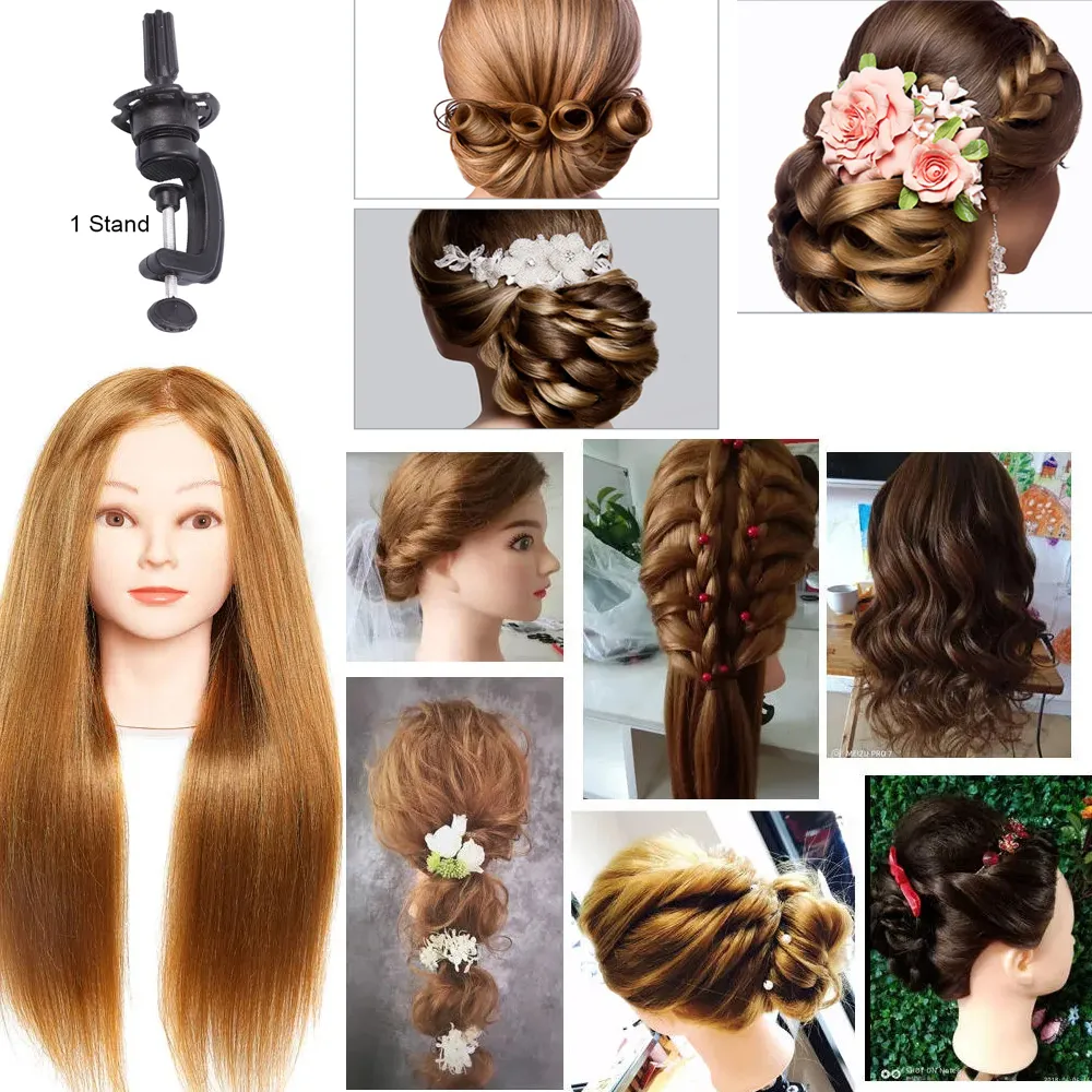 85% Real Human Hair Mannequin Head For Hair Training Styling