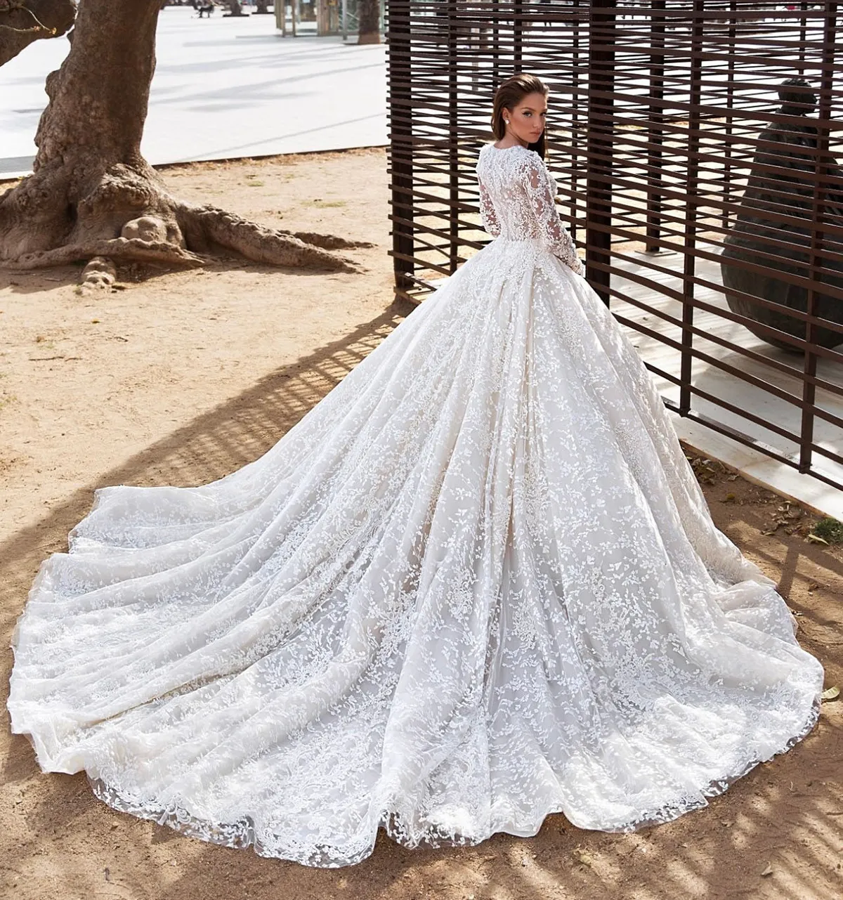 Long Sleeve Lace Ball Gown Wedding Dress Elegant... From Huifangzou ...