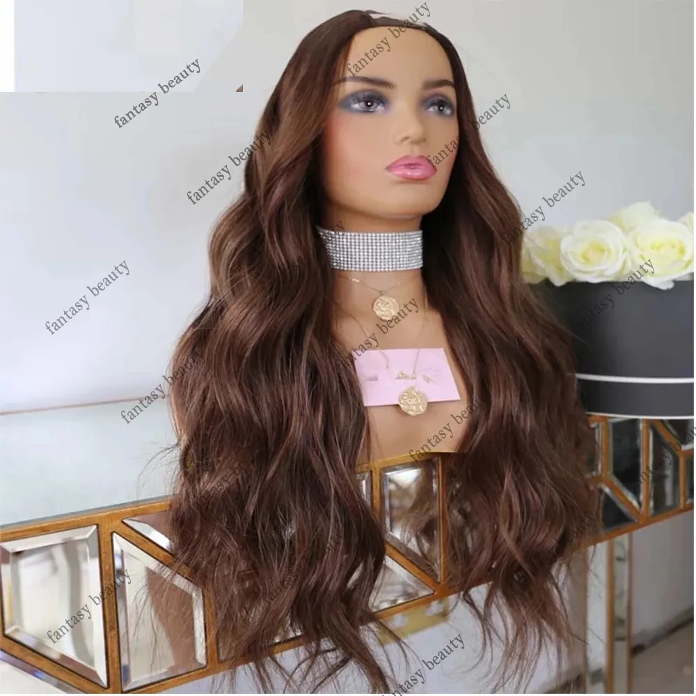 100% Remy Human Hair V Part Wigs С Клипами Оберно Коричневый Середина U Wig  Glueless Lief Wave Half Wig Необработанные Девственные Волосы 200% От 8 343  руб. | DHgate