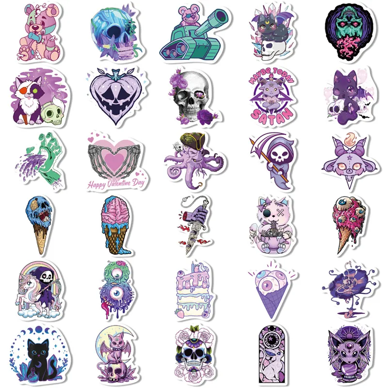 65Pcs Cartoon style purple Goth stickers cute skeleton ghosts Graffiti Kids  Toy Skateboard car Motorcycle Bicycle Sticker Decals Wholesale 2023 from  animetravel, $1.47