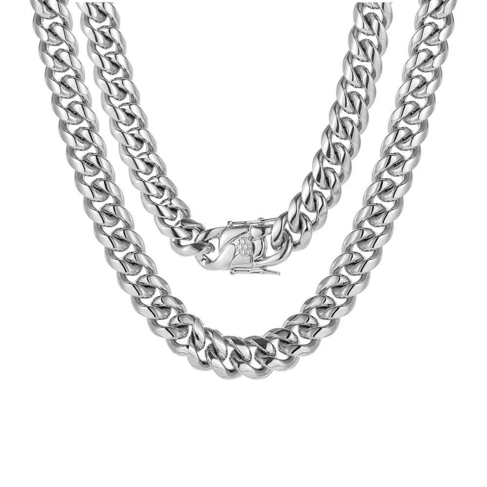 18K Gold Plated Stainless Steel Cuban Link Chain Jewelry Set Premium  Miami Necklace Bracelet