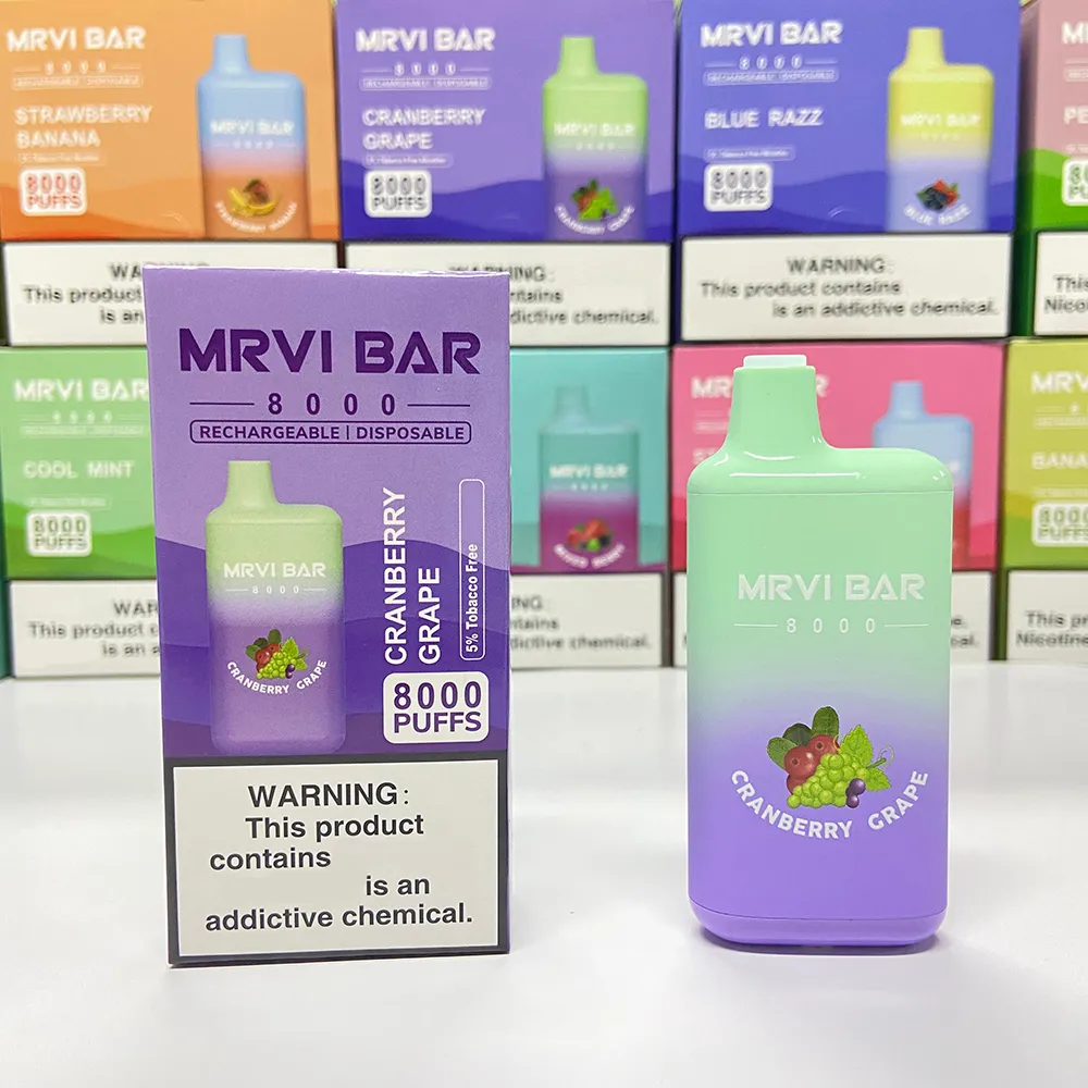 MRVI BAR 8000 Puffs Vape Pen With 650mAh 5000mah Battery, 15ml Prefilled  Pod, And 10 Flavors In Stock Now! From Sellernick, $3.75