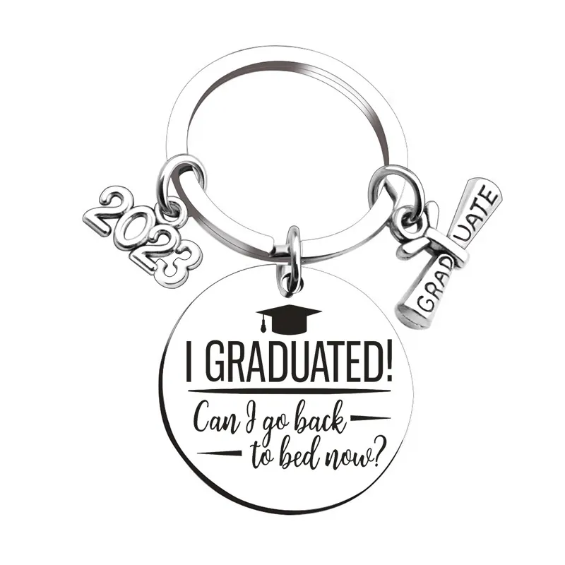 Graduation Gift 2023 Stainless Steel Graduation Keychain Scroll Pendant Keychains Luggage Bag Accessories Keyring Key Chain