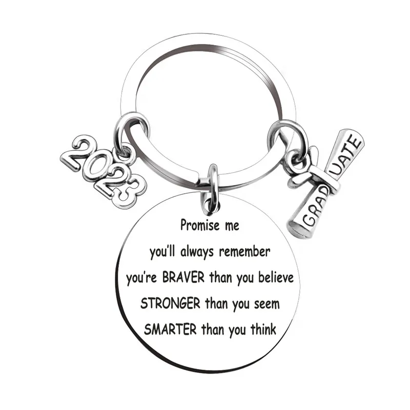 Graduation Gift 2023 Stainless Steel Graduation Keychain Scroll Pendant Keychains Luggage Bag Accessories Keyring Key Chain