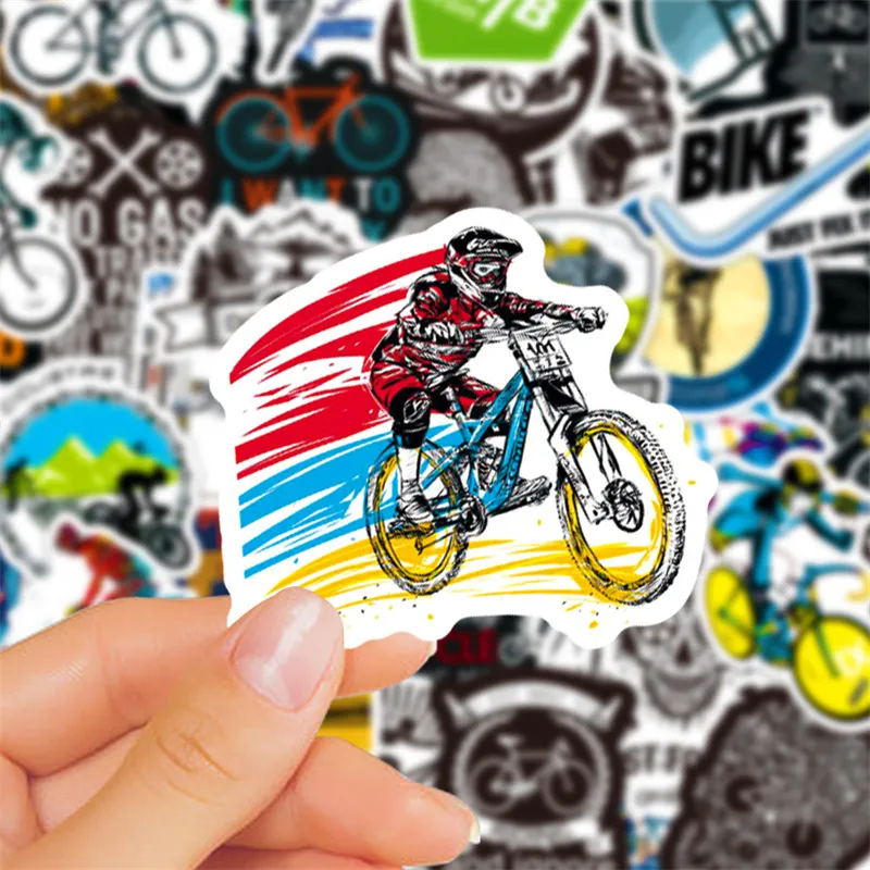 50PCS Mountain Bike Sticker Outdoor Sports Stickers Book Laptop Guitar Motorcycle Luggage Skateboard DIY Decorative Decal