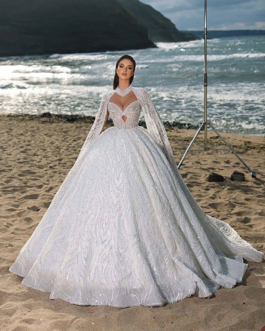 off shoulder dresses for wedding BABARONI BABARONI Tulle Lace Ivory/Champagne Wedding Dresses A-line Off Shoulder Short Sleeve With Slit Sweep Train, Ivory/Champagne / US0