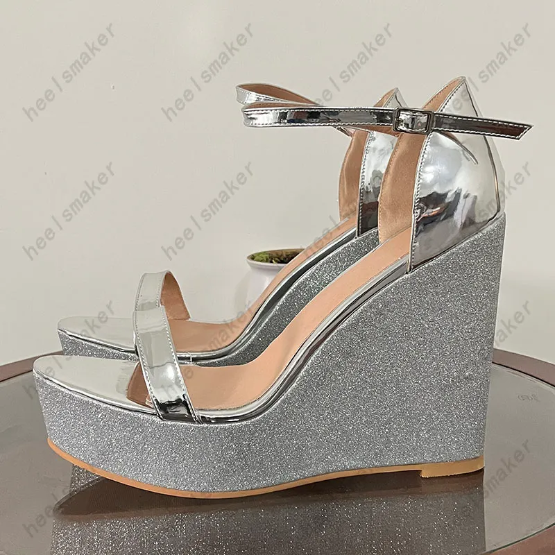 Womens Stacie True Silver Metallic Suedette Block High-heel Platform Sandal  | Nina Shoes