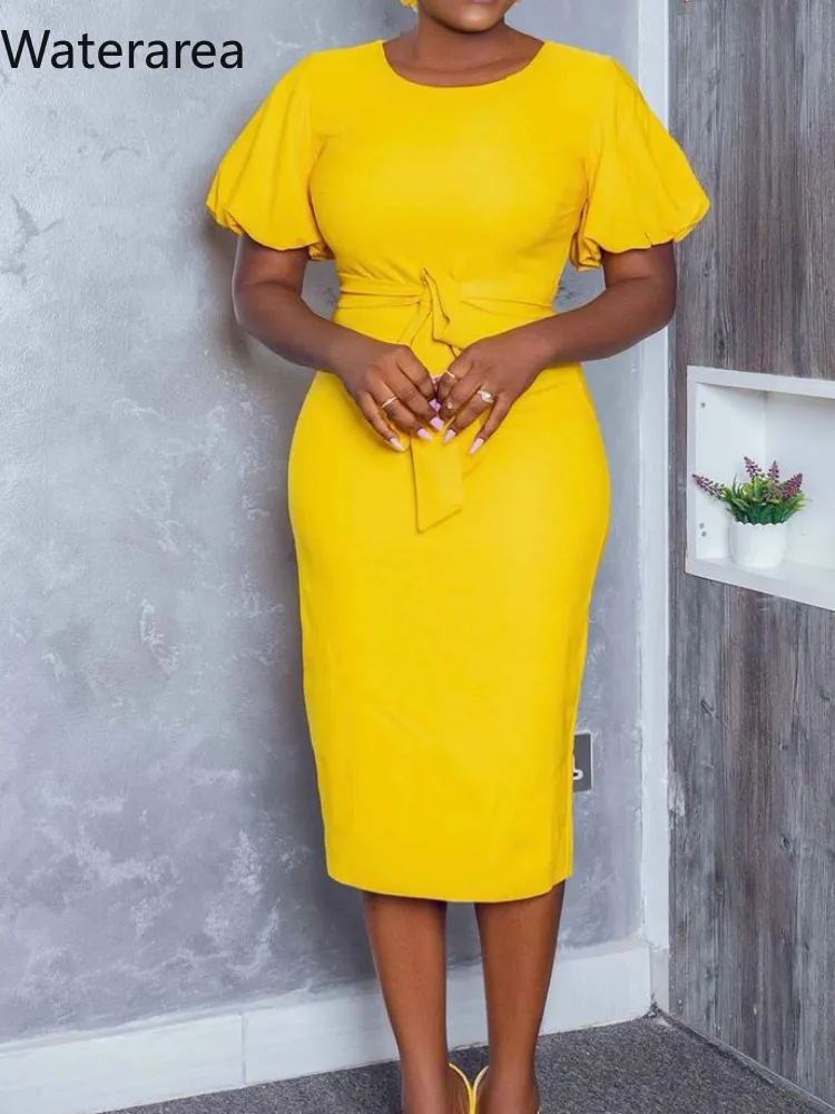 Womens Sexy Short Sleeve Pencil Dress Office Workwear, High Waist