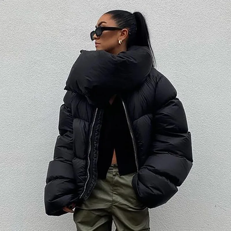 Winter Oversized Black Bubble Coats For Women Fashionable Zipper Scarf  Collar Puffer Warm Jackets For Women For High Street Outwear And Casual  Wear Style 221007 From Kong04, $32.68