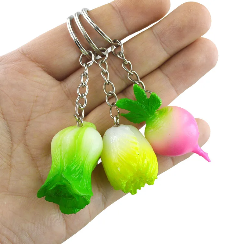 PVC Simulation Fruit Keychains Creative Grape Watermelon Pineapple Pendant Keychain Bag Decorative Key Chain keyring