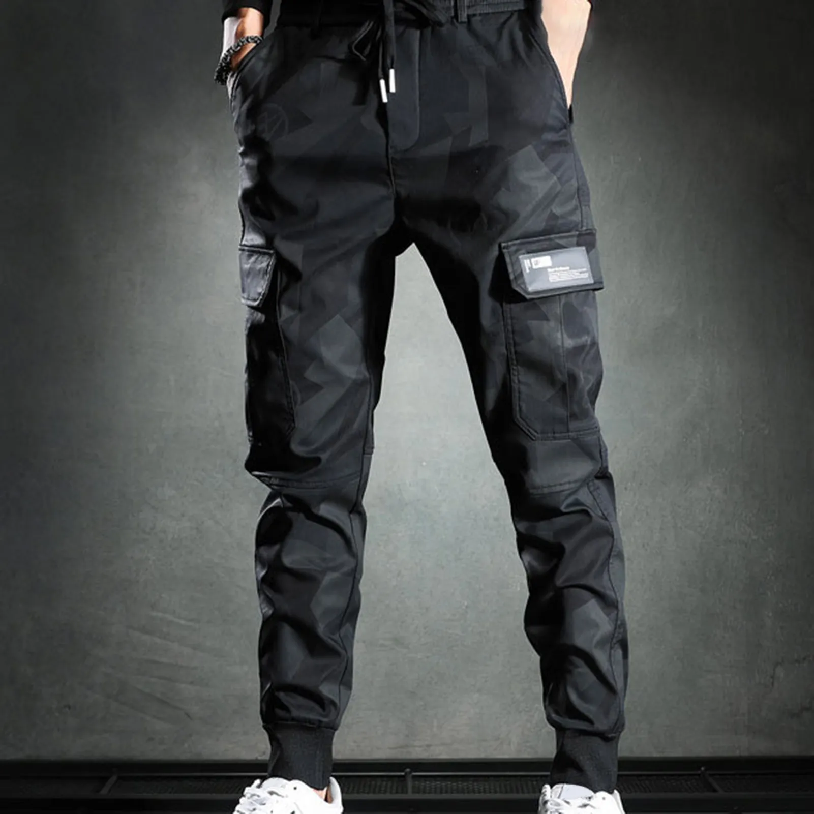 Solid Color Multiple Pockets Men s Cargo Pants Japan Style Plus Size Loose Straight Work Pants
