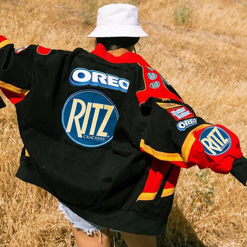 DHgate.com:Womens Printed Racing Jacket, American Hip-Hop DHgate.com:Womens Printed Racing Jacket, American Hip-Hop