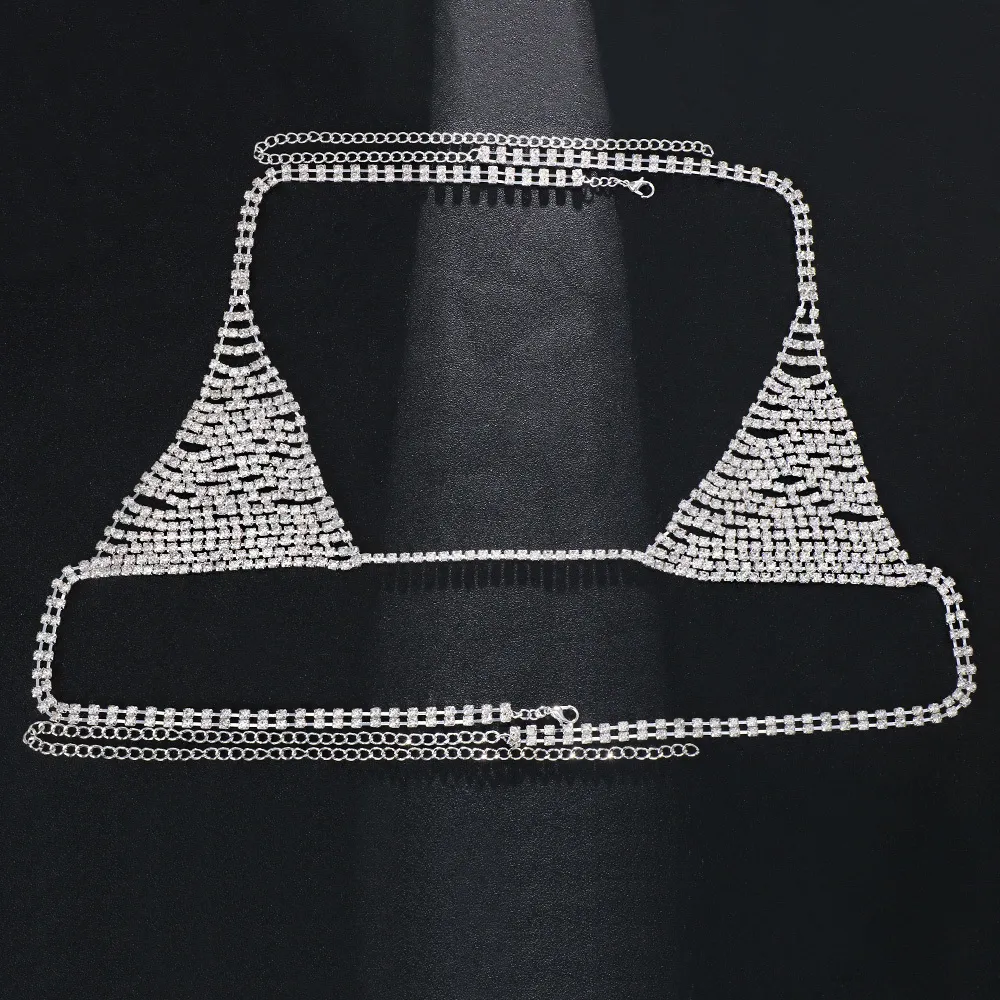 Other Crystal Triangle Cup Bra Chest Chain Nipple Cover Rave Lingerie  Erotic Full Body Chain Harness For Women Accessories 221008 From Xue08,  $10.1