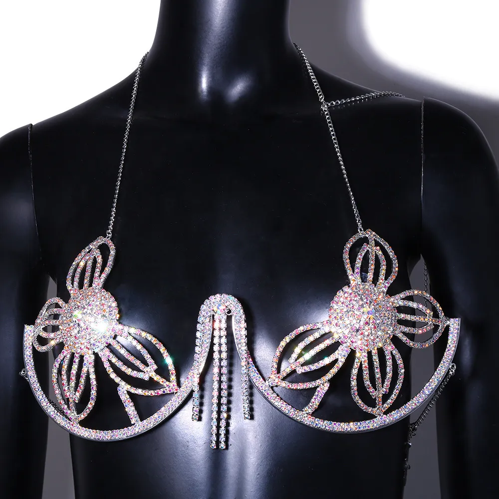 Luxury Flower Chest Bracket With Crystal Chain Sexy Body Jewelry For Women,  Perfect For Bikini Top Harness And Festival 221008 From Xue08, $32.51