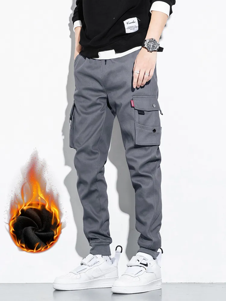 Winter Men's Cargo Pants, Thick Warm Multi-Pockets Thermal Cotton Joggers, Casual Streetwear Trousers, Black, Plus Size 6XL 7XL 8XL Winter Men's Cargo Pants, Thick Warm Multi-Pockets Thermal Cotton Joggers, Casual Streetwear Trousers, Black, Plus Size 6XL 7XL 8XL