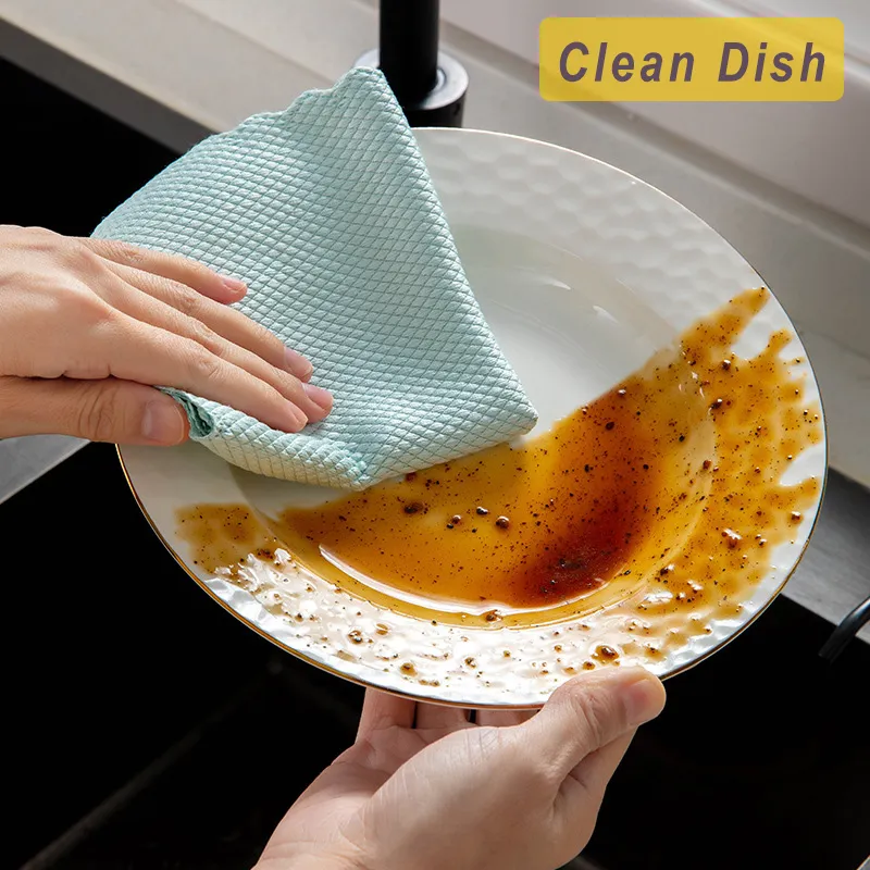 Cleaning Cloths Efficient Glass Towel MIrror Cloth Absorbent Kitchen Towels 25x25cm Napkin for Dish Washing Wiping Rag 221108