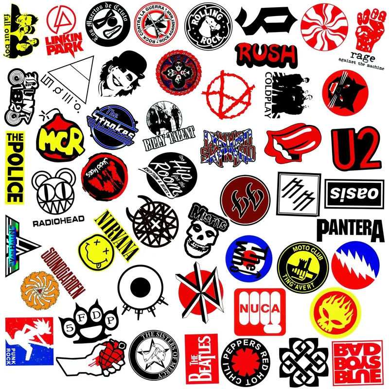 100 Pcs Rock Band Logo Stickers Decal Lot Punk Vinyl Music Heavy Metal  Laptop