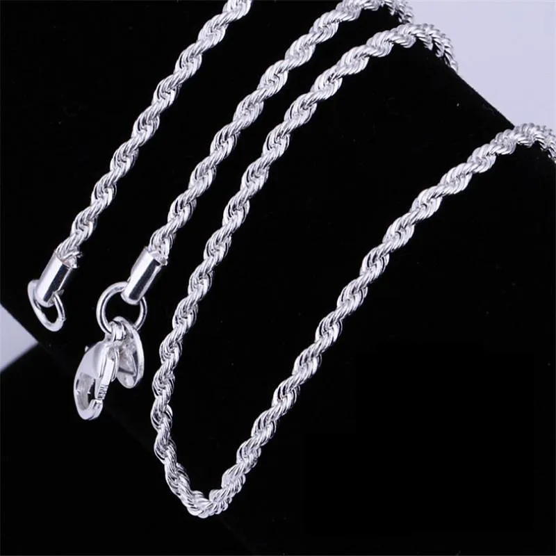 Mens Silver Rope Chains, Sterling Silver Twist Rope Chain Necklace For ...