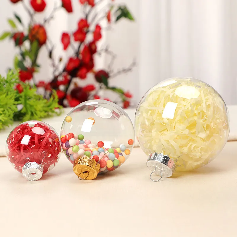 Christmas Transparent Baubles Plastic Fillable Ball Xmas Tree Hanging  Ornaments Decoration For Home Wedding Party Gift Box