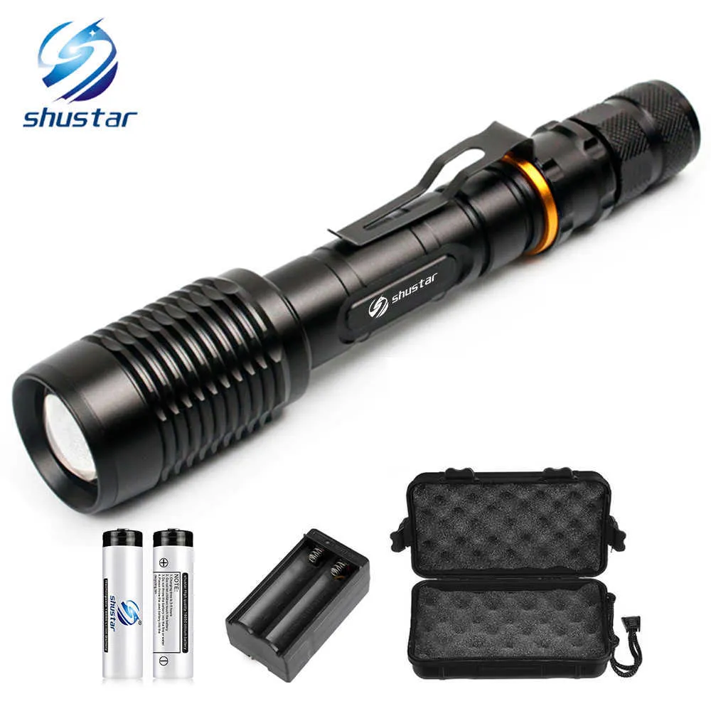 Aiperq Lampes de poche LED rechargeables à haute luminosité, 90000 lumens Lampes de poche tactiques super lumineuses, Xhp70.2 Zoomable Lampe de poche étanche 5 modes pour le camping, la randonnée, l'e