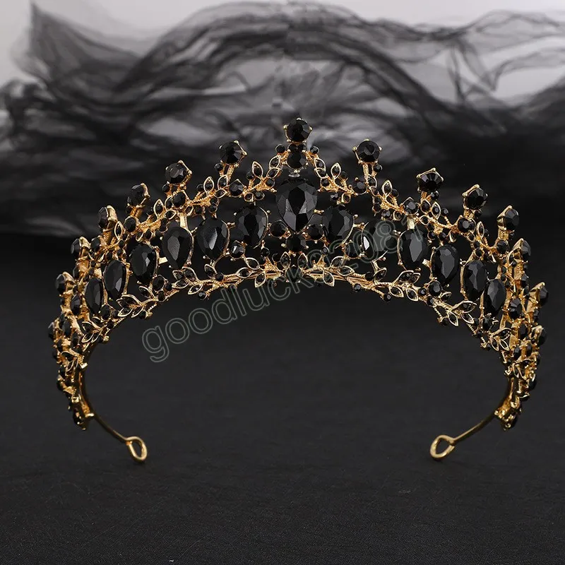 Black AB Crystal Crowns Bridal Tiara Prom Rhinestone... From  display picture 2